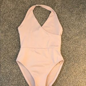 baby pink halter leotard